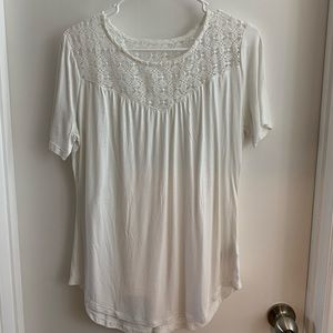 Old Navy White Crochet Detailed Tee